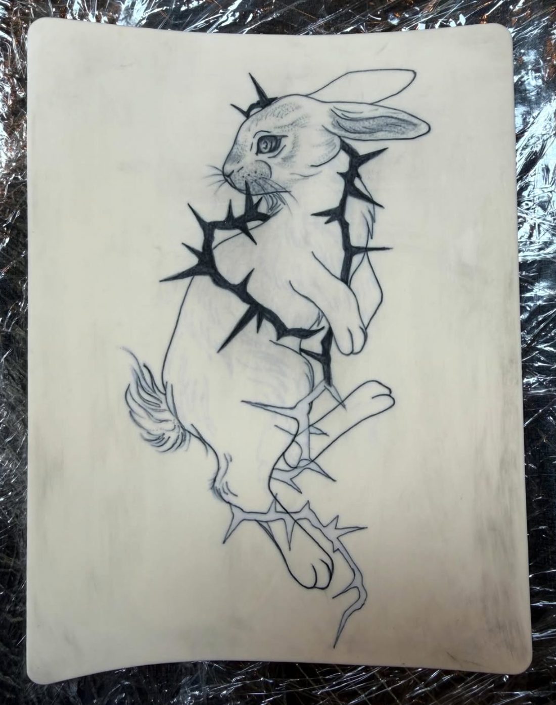 Blackwork rabbit tattoo design